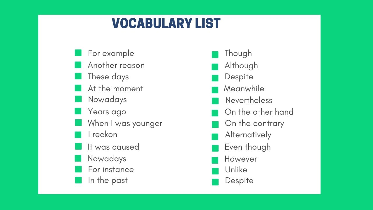 vocabulary list with meaning