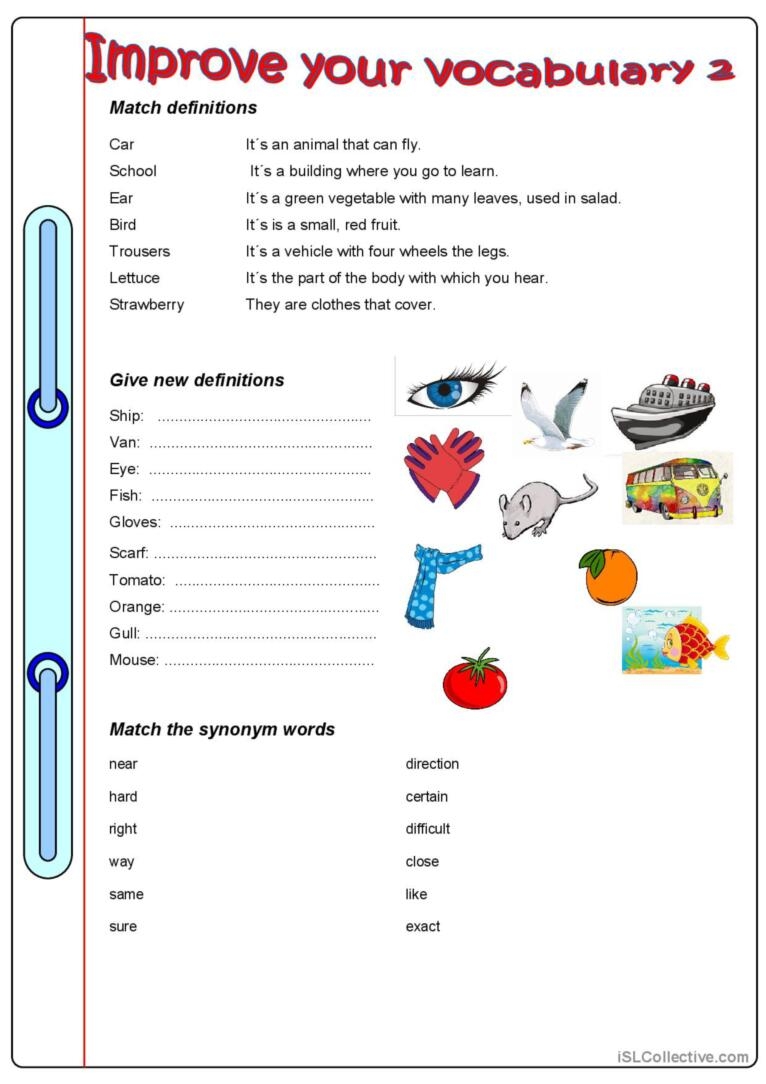 Improve Your Vocabulary 2 English ESL Worksheets Pdf Doc