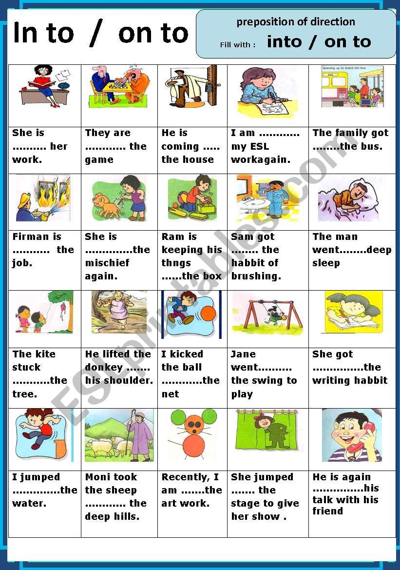 In And Into Preposition Worksheets Preposition Worksheets