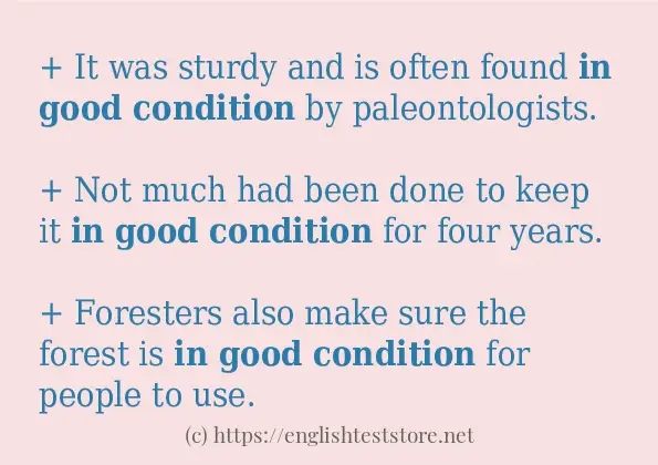  in Good Condition Sentence Examples