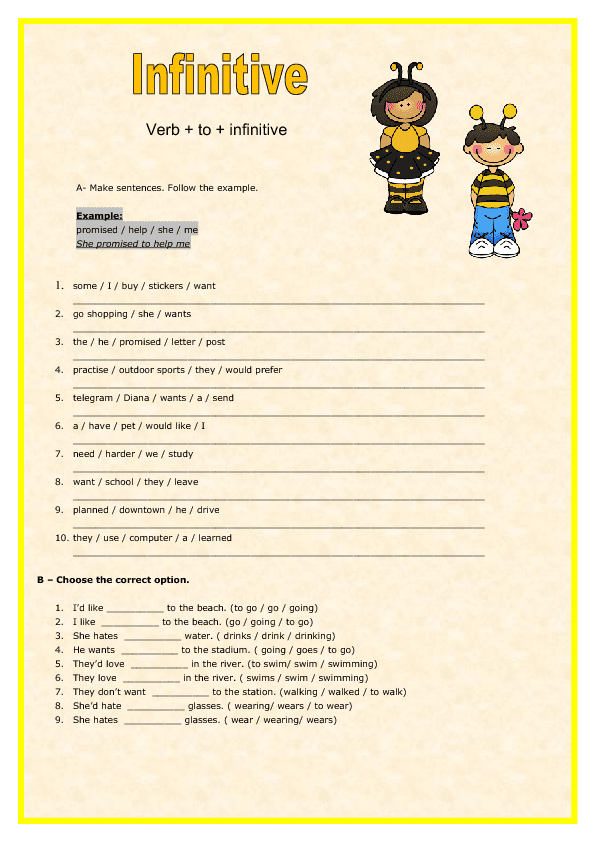Infinite Verbs Grade 5 Worksheets