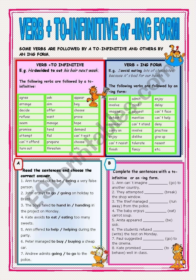 Infinitive Exercises Elementary Infinitive Interactive Works