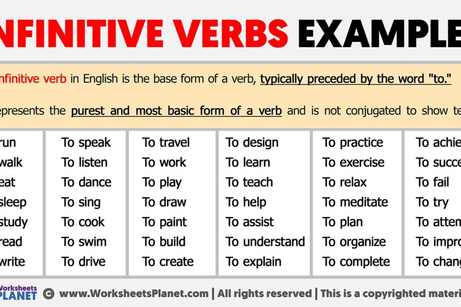 Infinitive Verbs Examples