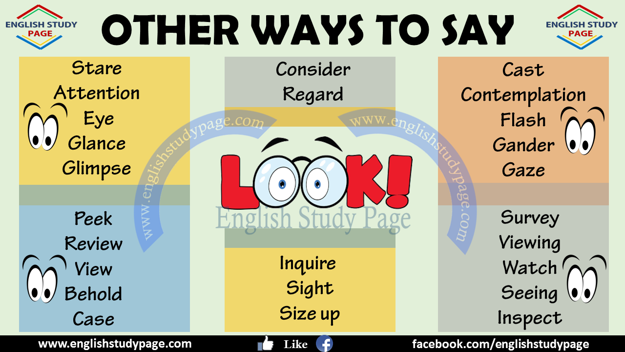 Instead Of LOOK Synonym Vocabulary English Study Page