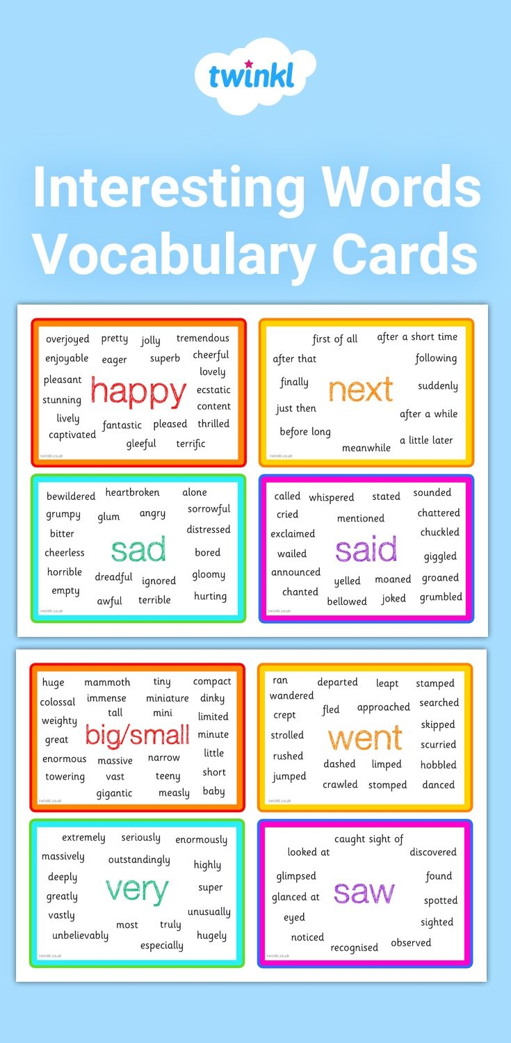 Interesting Words Vocabulary Cards Vocabulary Cards Cool Words Words