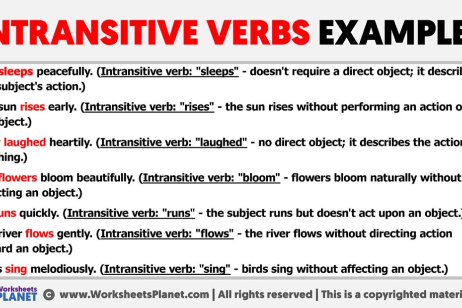 Intransitive Verbs Examples