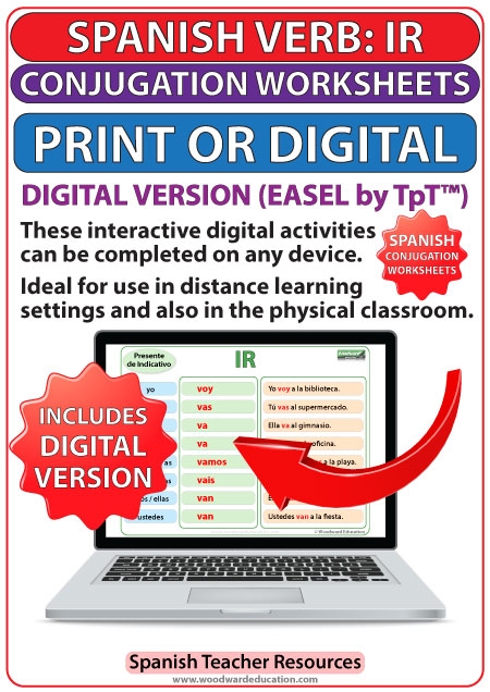 IR Spanish Verb Conjugation Worksheets Present Tense Woodward Spanish