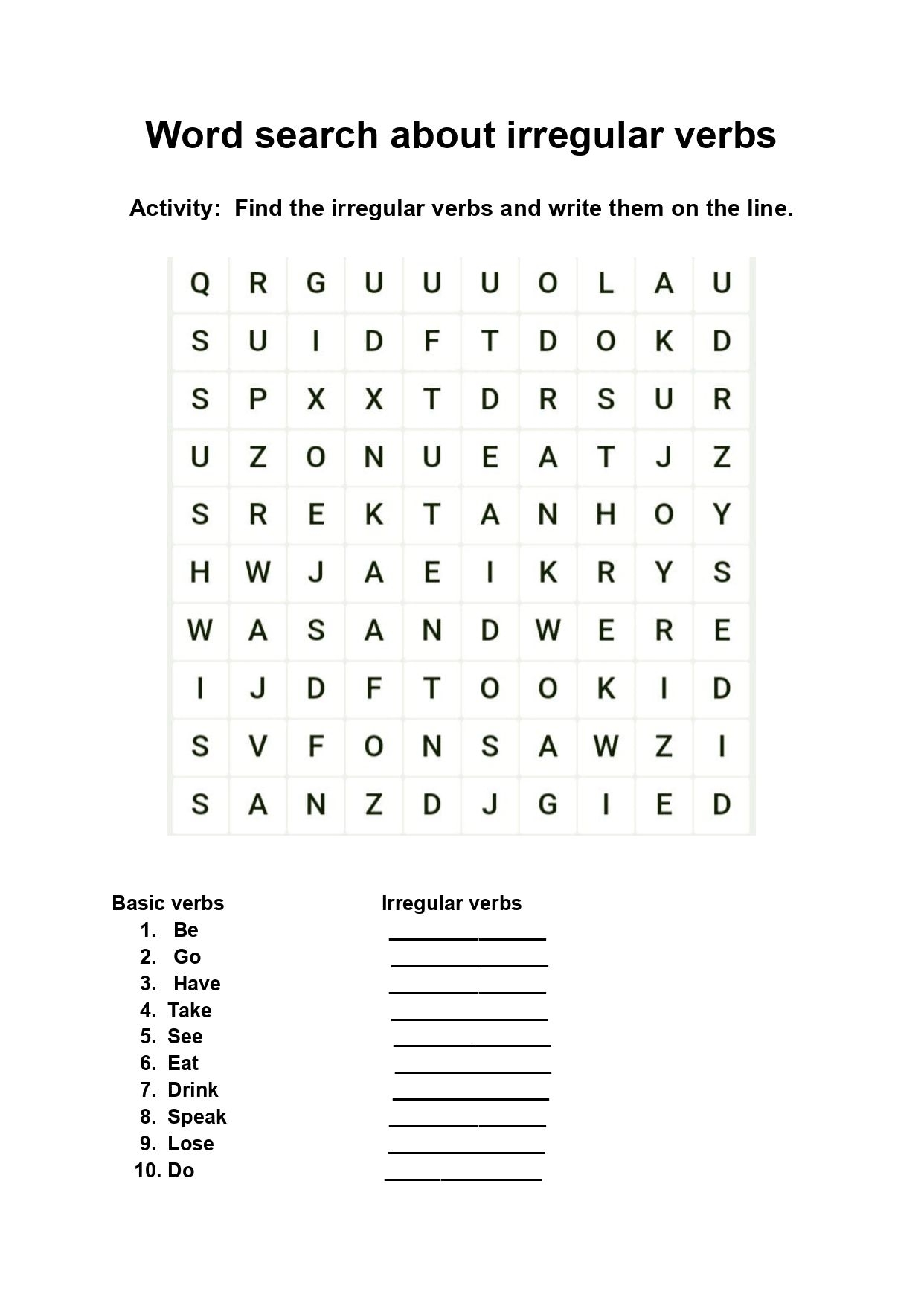 irregular verbs en francais