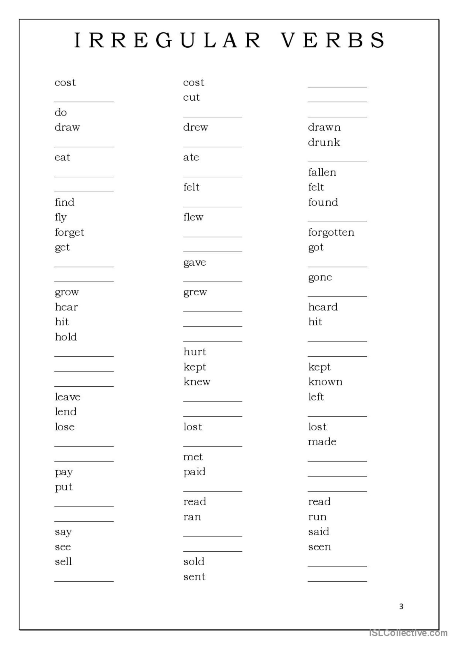 Irregular Verbs Reference Chart And Deutsch DAF Arbeitsbl tter Pdf Doc