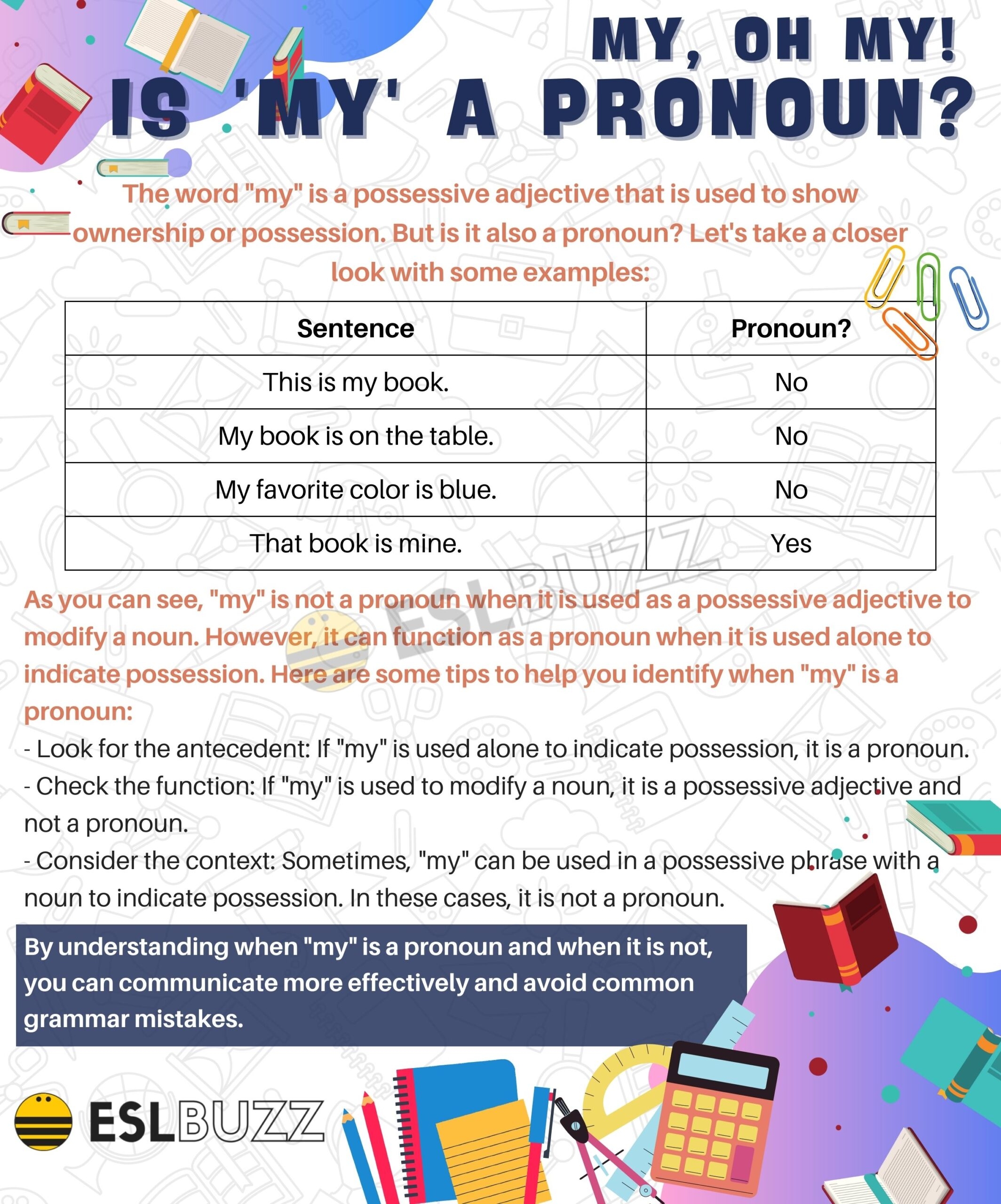 Is My A Pronoun The Ultimate Guide For English Learners ESLBUZZ