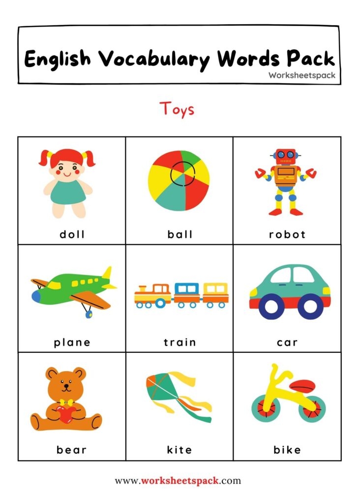 vocabulary words for kindergarten