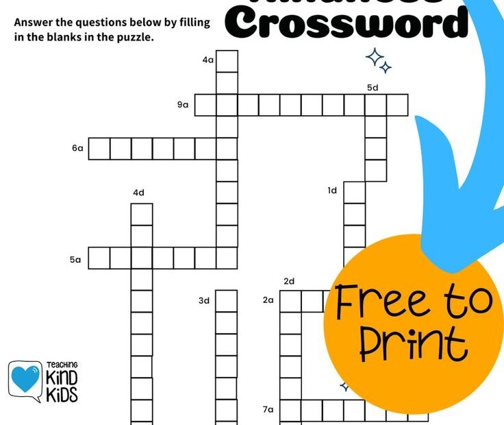 Kindness Crossword Puzzle Free Printable For SEL Vocabulary