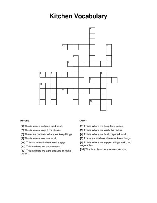 vocabulary crossword puzzle