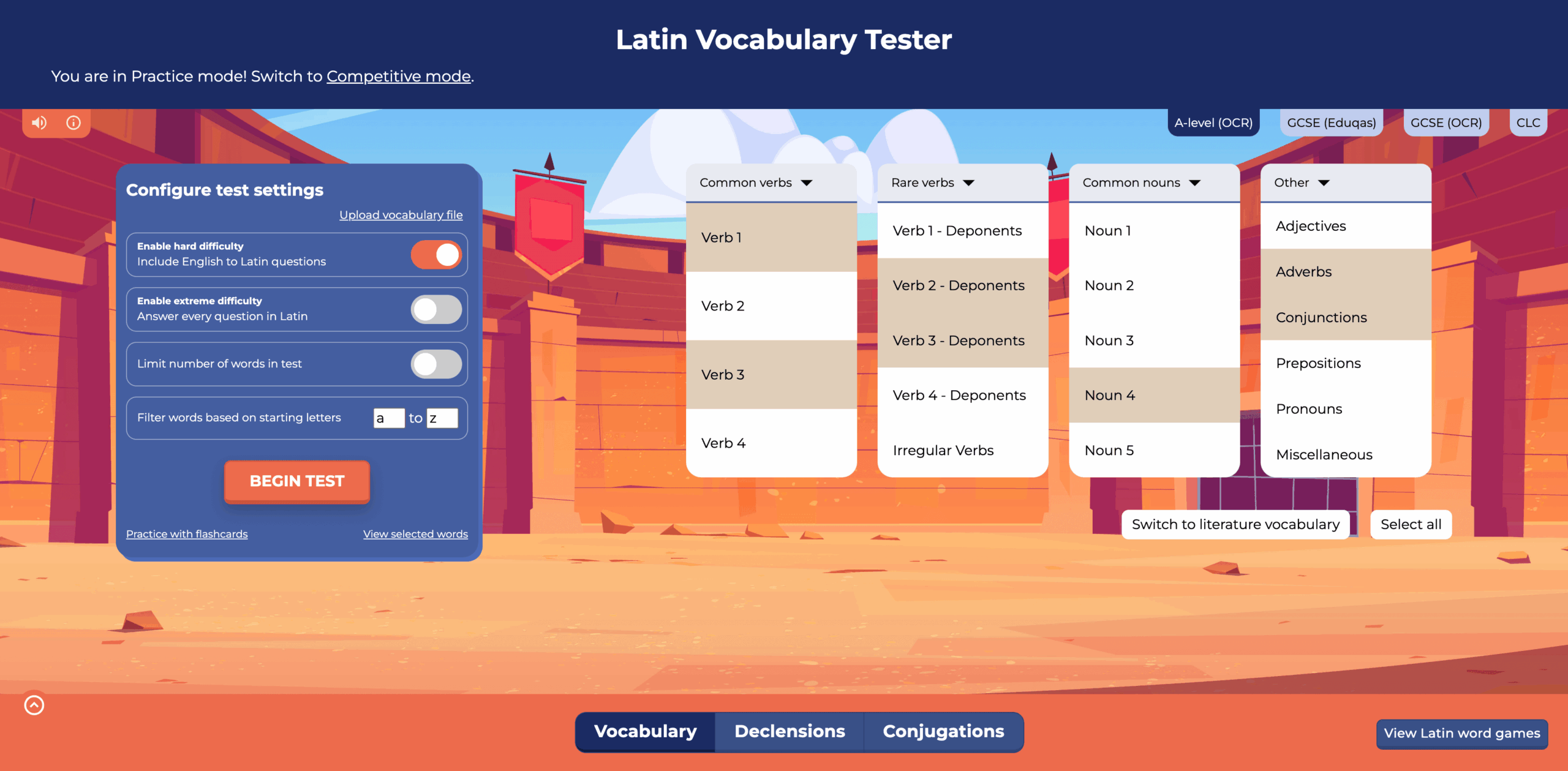Latin Vocabulary Tester