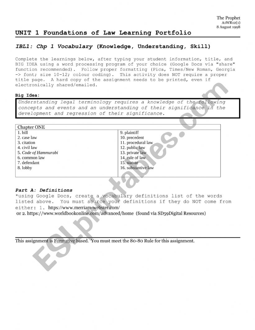 Law Vocabulary ESL Worksheet By Mmoeller59