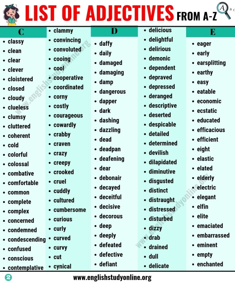 adjectives en francais