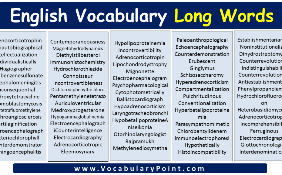 Longest Words In English Vocabulary Point