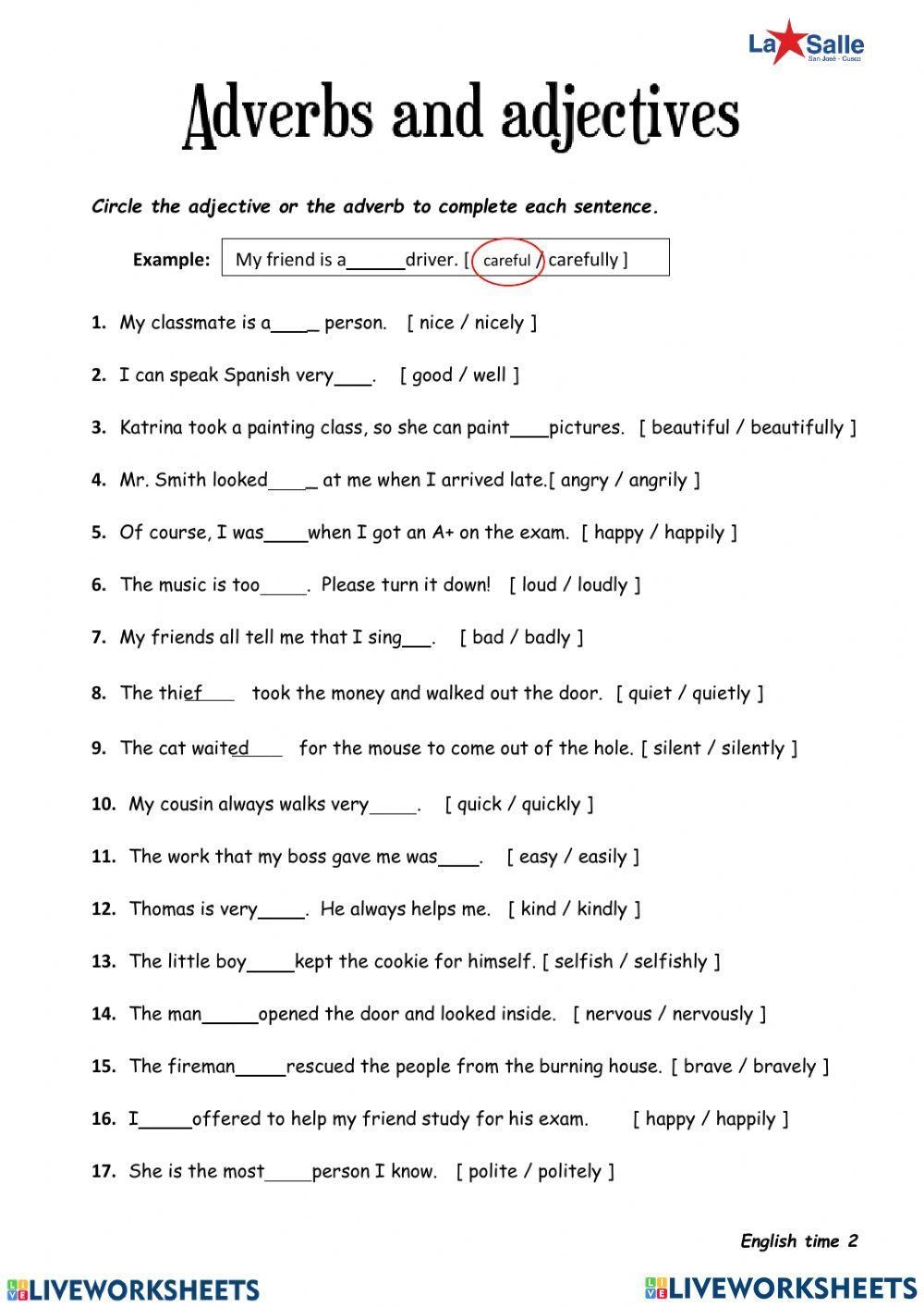 Making Adverbs From Adjectives Printable ELA Worksheet Worksheets 