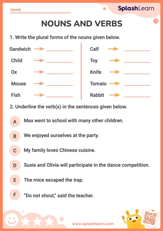Mastering Nouns And Verbs ELA Worksheets SplashLearn Worksheets 