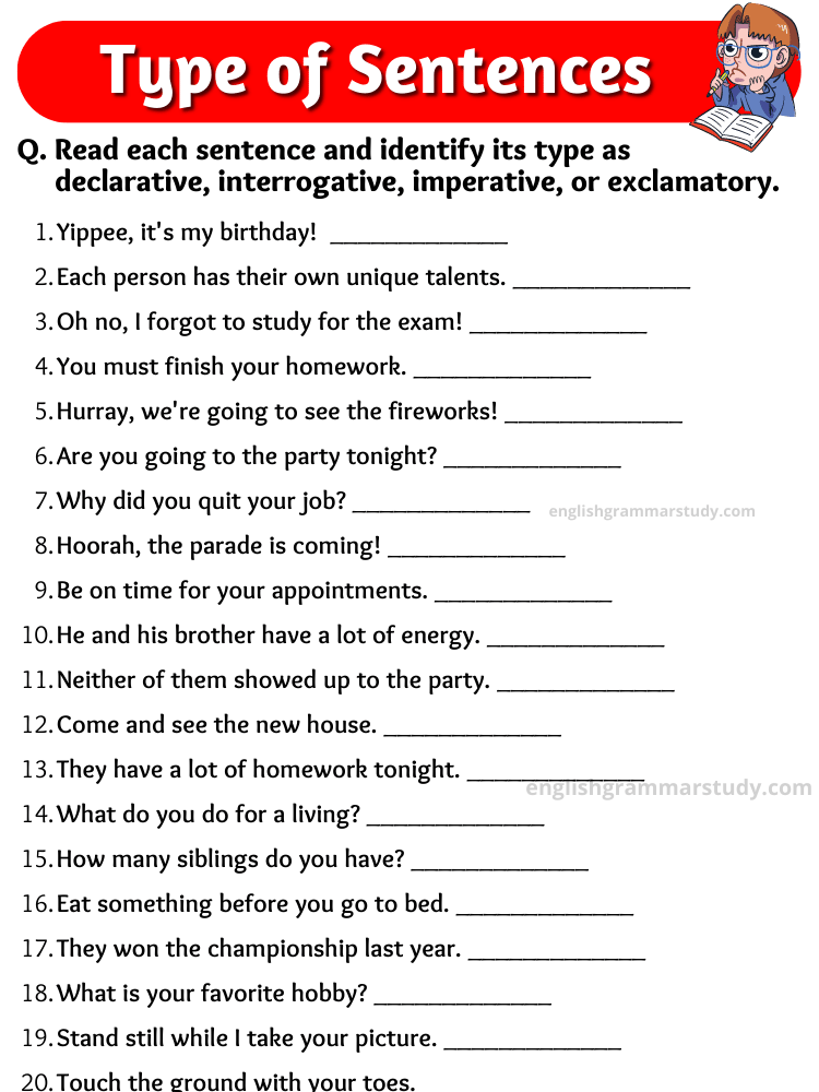 Mastering Types Of Sentences Engaging Worksheets For Effective Learning