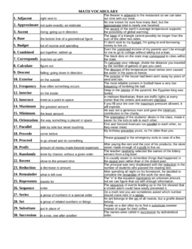 Math Vocabulary Words Definitions And Quizzes By Andrew Gordon TpT