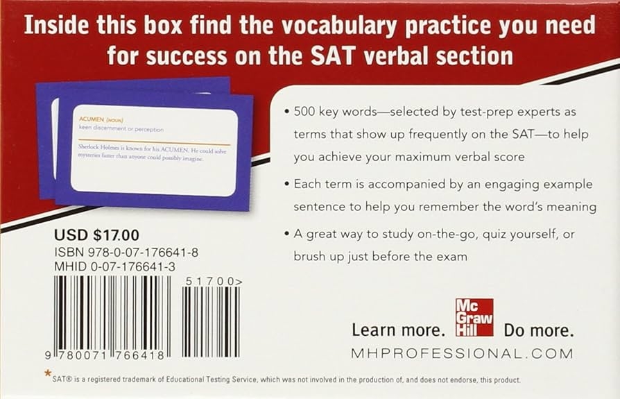 McGraw Hills SAT Vocabulary Flashcards Anestis Mark Black 