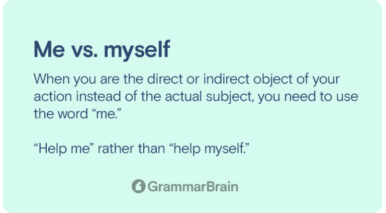 Me Vs Myself Grammar Examples Personal Pronoun Use GrammarBrain