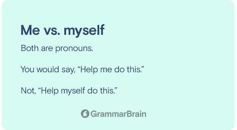 Me Vs Myself Grammar Examples Personal Pronoun Use GrammarBrain