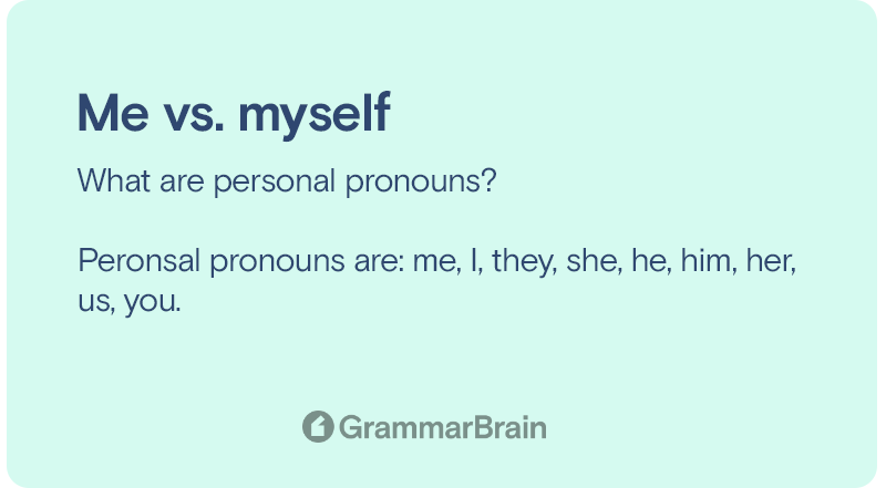 Me Vs Myself Grammar Examples Personal Pronoun Use GrammarBrain