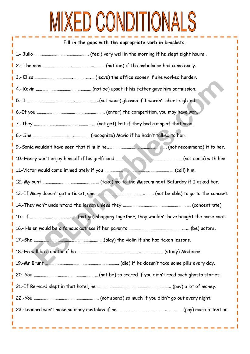 mixed conditional sentences pdf