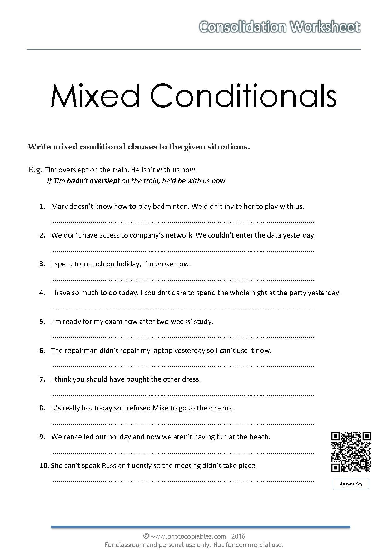 Mixed Conditional Sentences Exercises Worksheets Worksheets Day