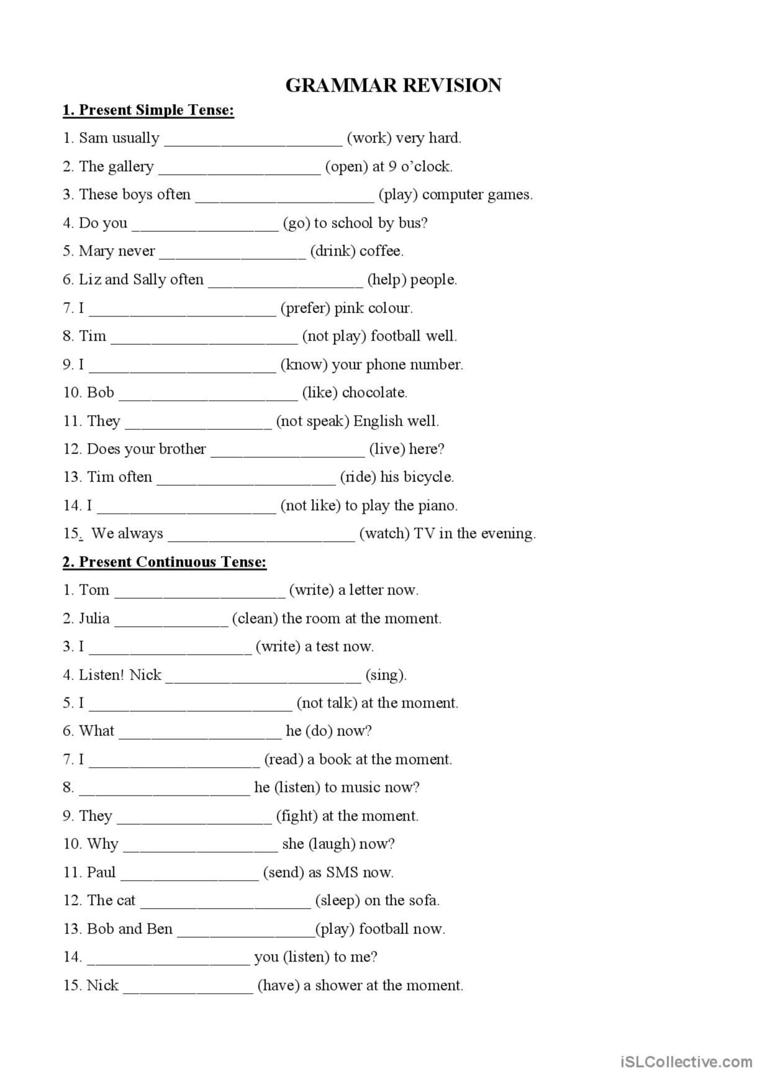 Mixed Verb Tenses Exercise General G English ESL Worksheets Pdf Doc