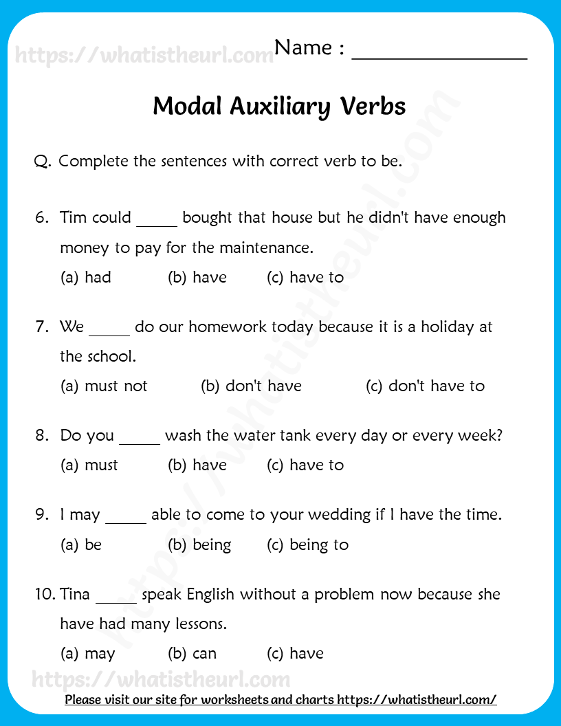 Modal auxiliary verbs worksheets for grade 5 3 Your Home Teacher