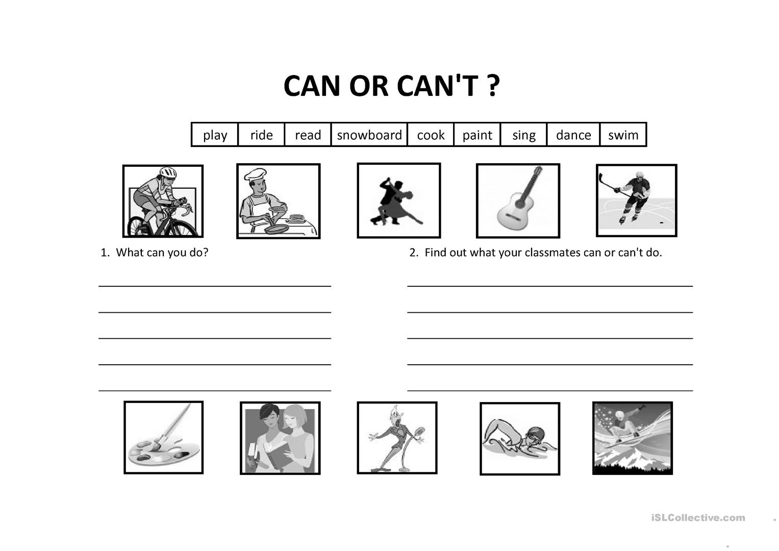 Modal Verb Can And Can t Worksheet Worksheets Samples