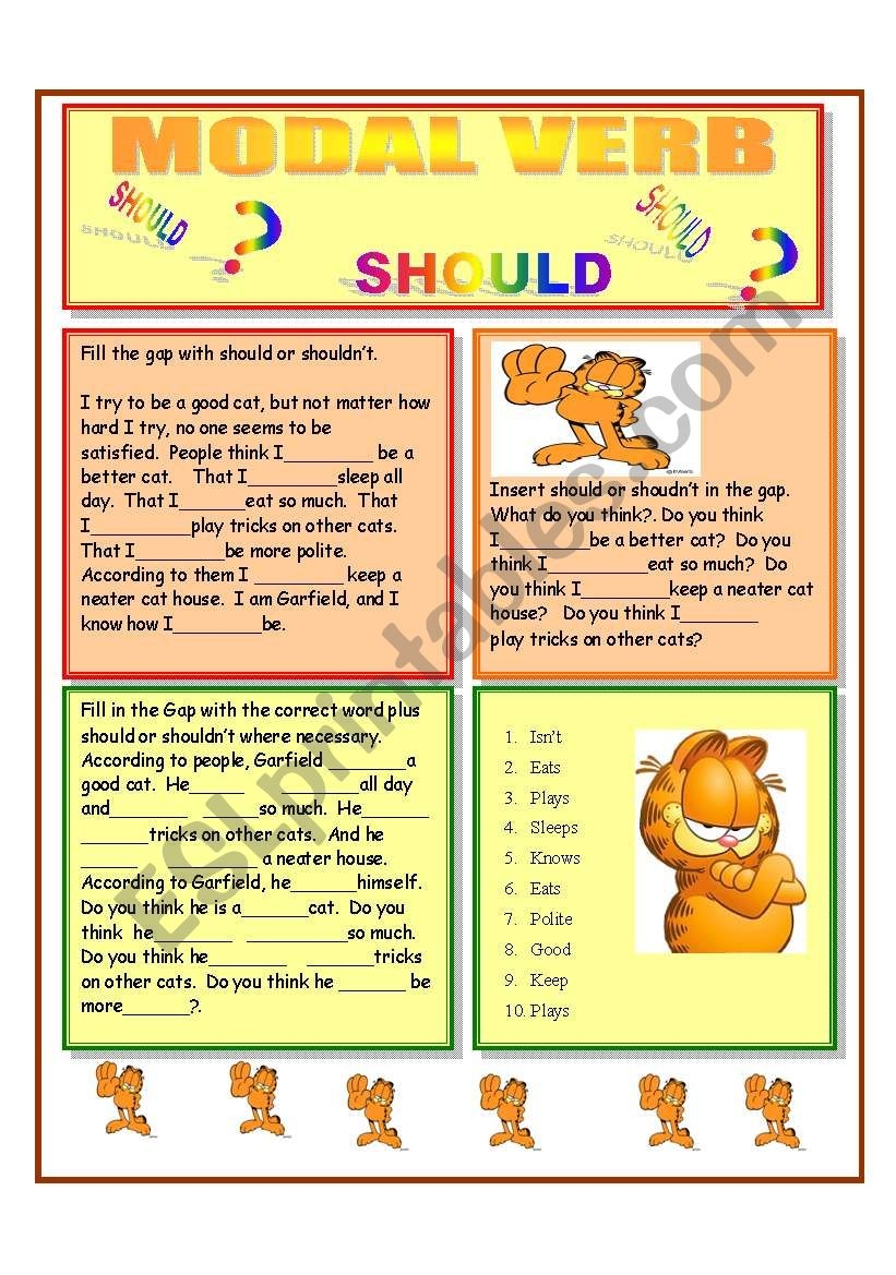 Modal Verb Should Worksheet