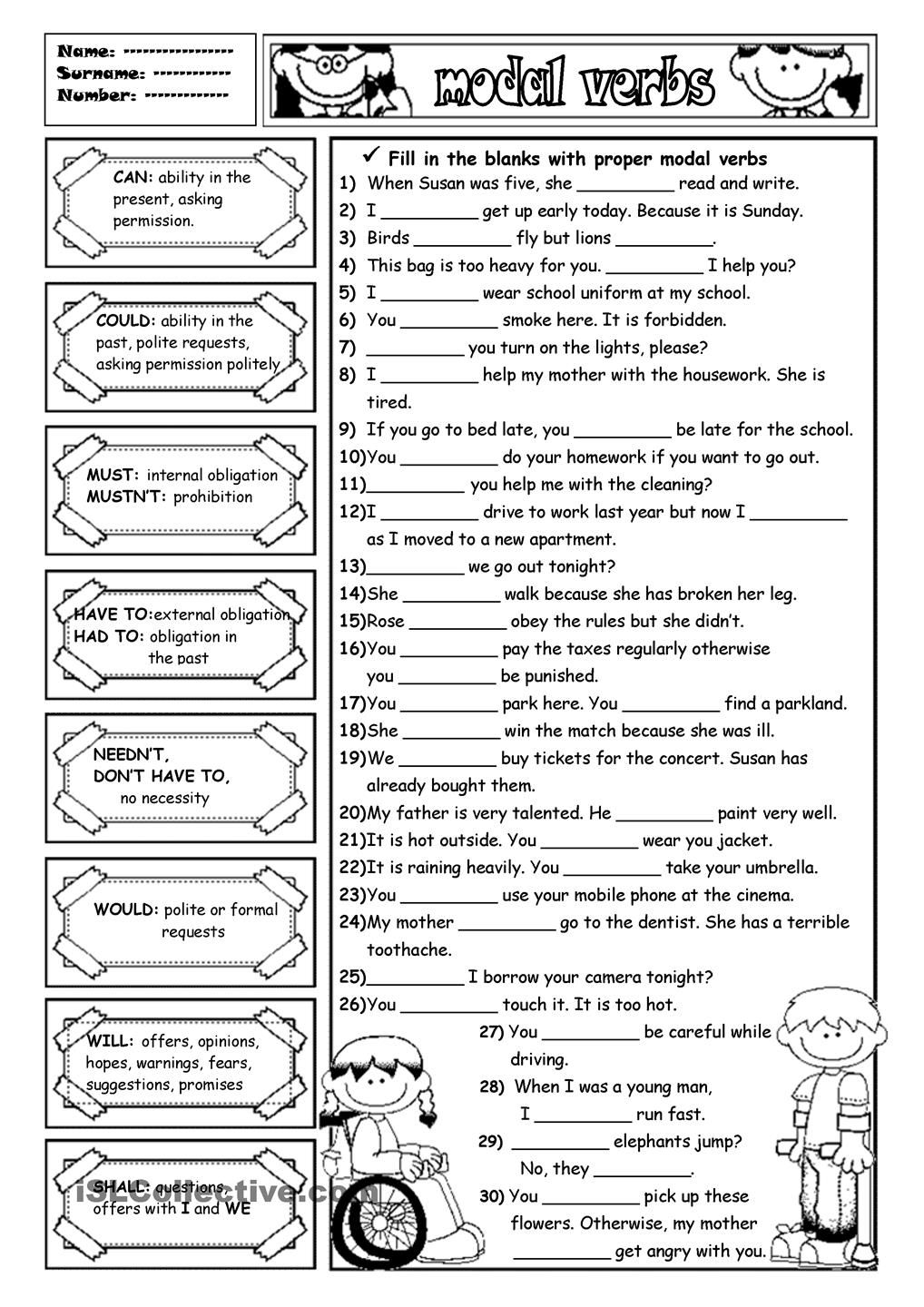 Modal Verbs Exercises Printable Bdaturbo