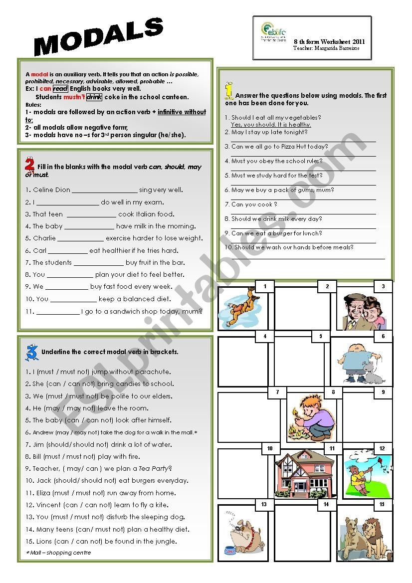 Modal Verbs Exercises Printable Plmjournal