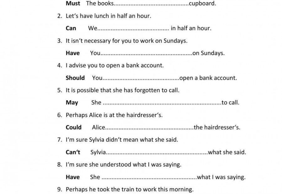 Modal Verbs Exercises Worksheets Printable PDF Template
