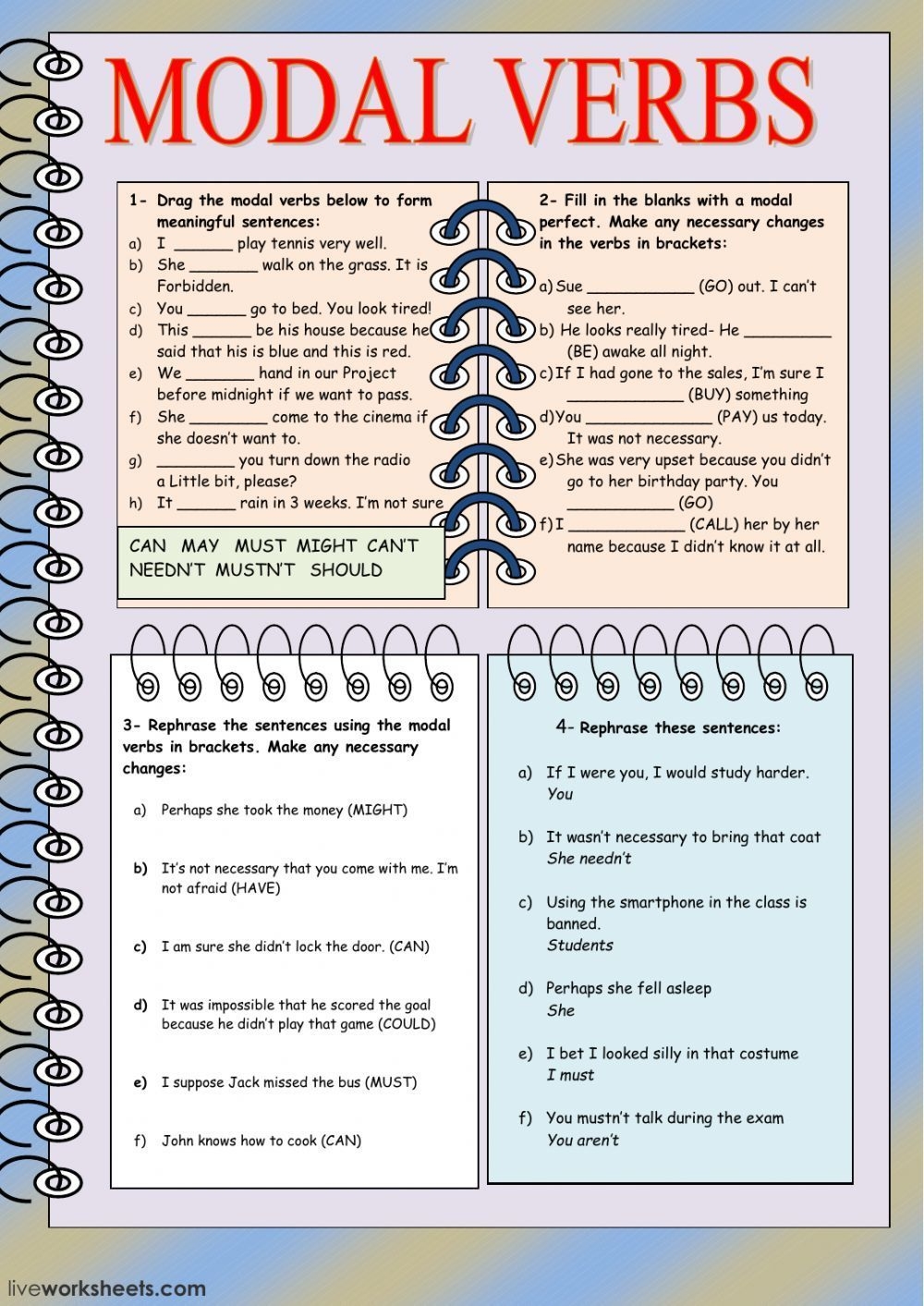  Modal Verbs Song Worksheet Free Download Gambr co