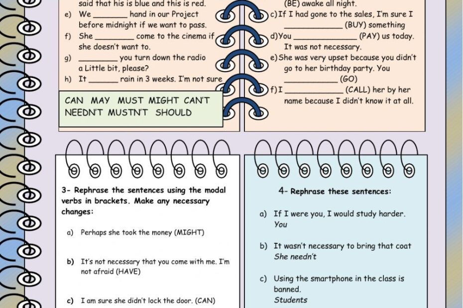 Modal Verbs Worksheet Interactive And Downloadable