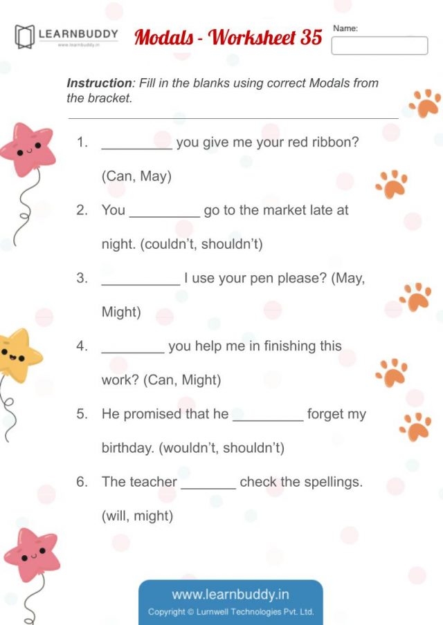 Modals Practice Worksheets For Class 1 Learnbuddy in