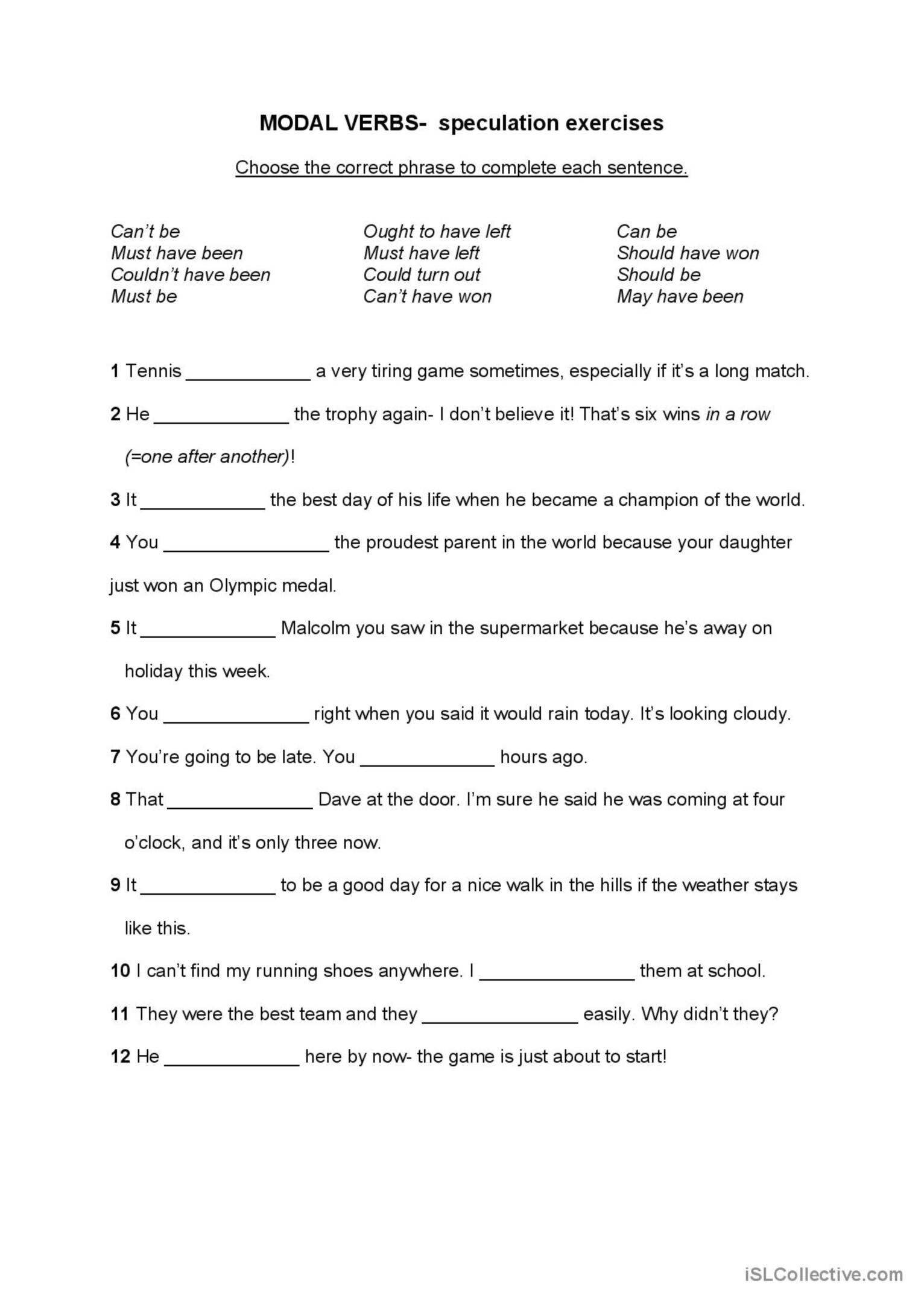 modals verbs exercises online