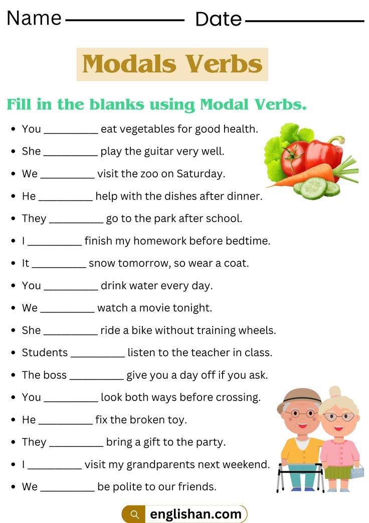 Modals Verbs Exercises With Answers In English Verb Verb Worksheets 