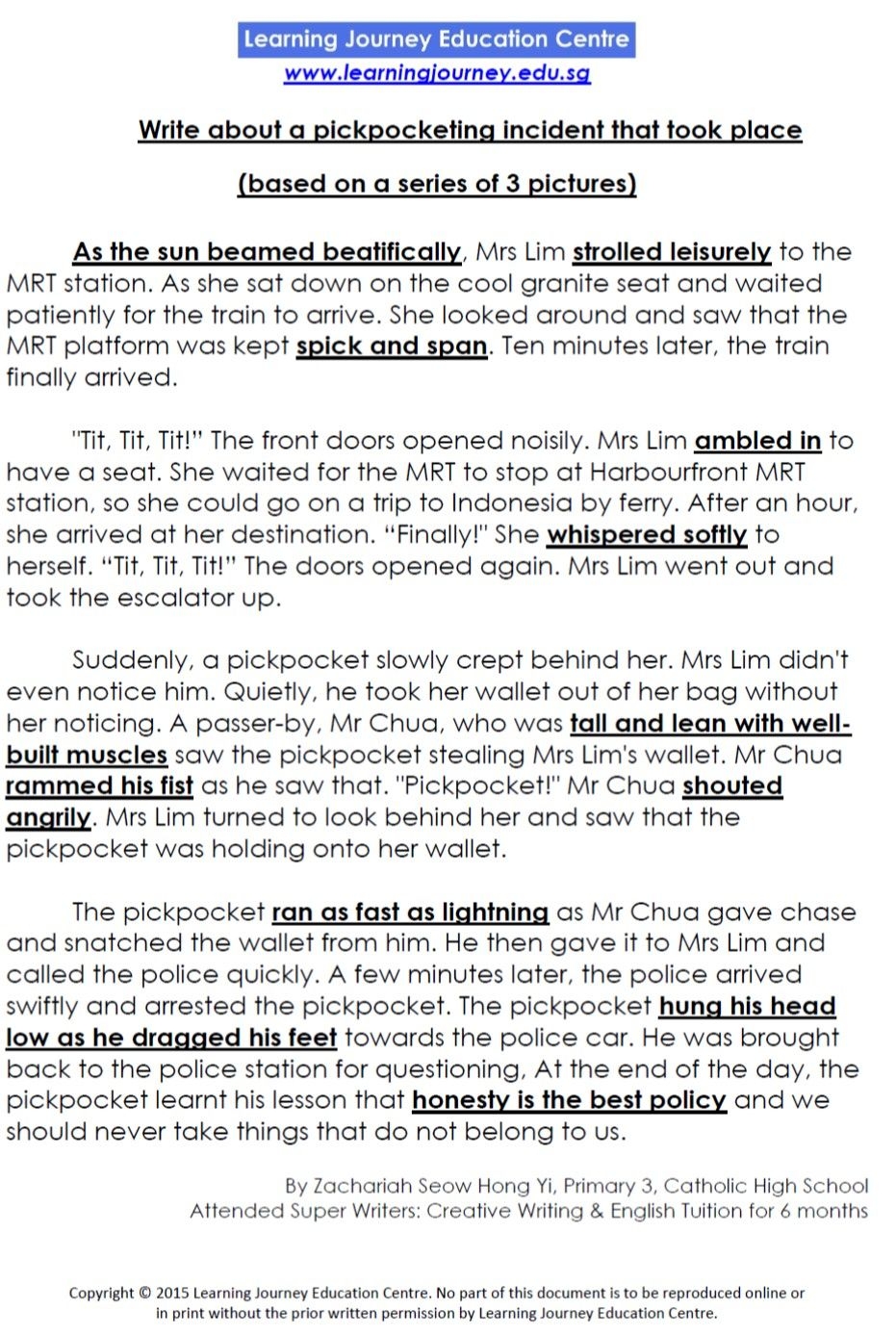Model Compositions Primary Essay Composition Examples Composition