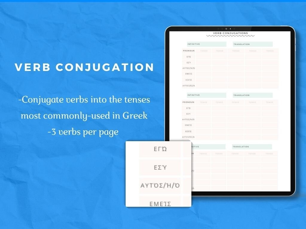 Modern Greek Verb Conjugation Chart Language Learning Notes 