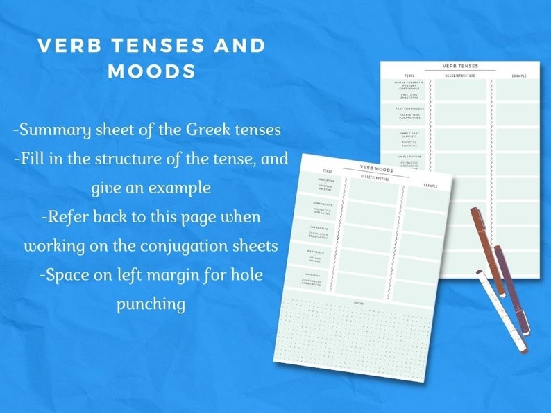 Modern Greek Verb Conjugation Chart Language Learning Notes 