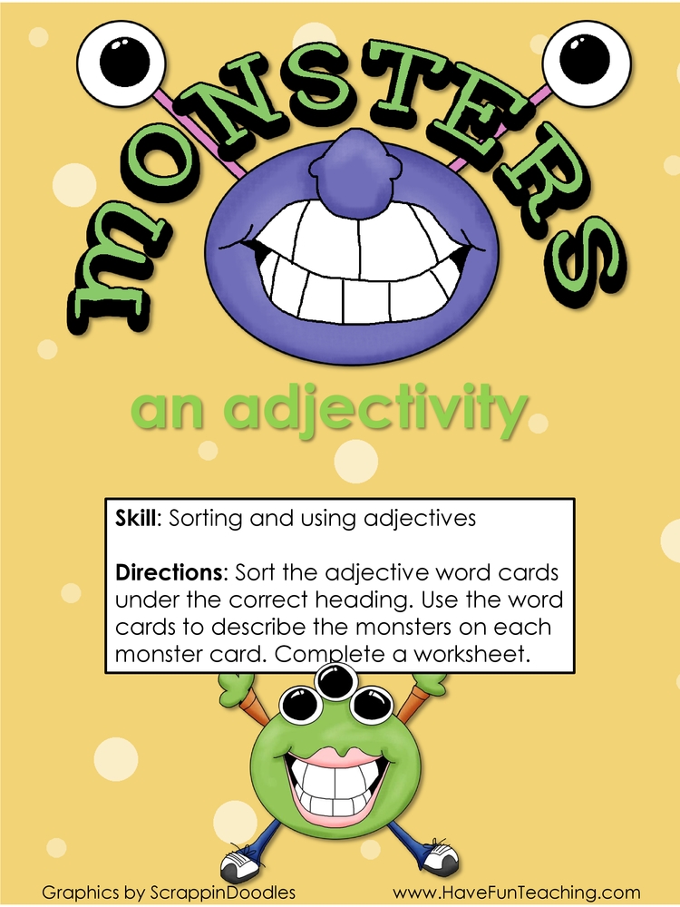 Monsters An Adjectivity Adjectives Activity By Teach Simple