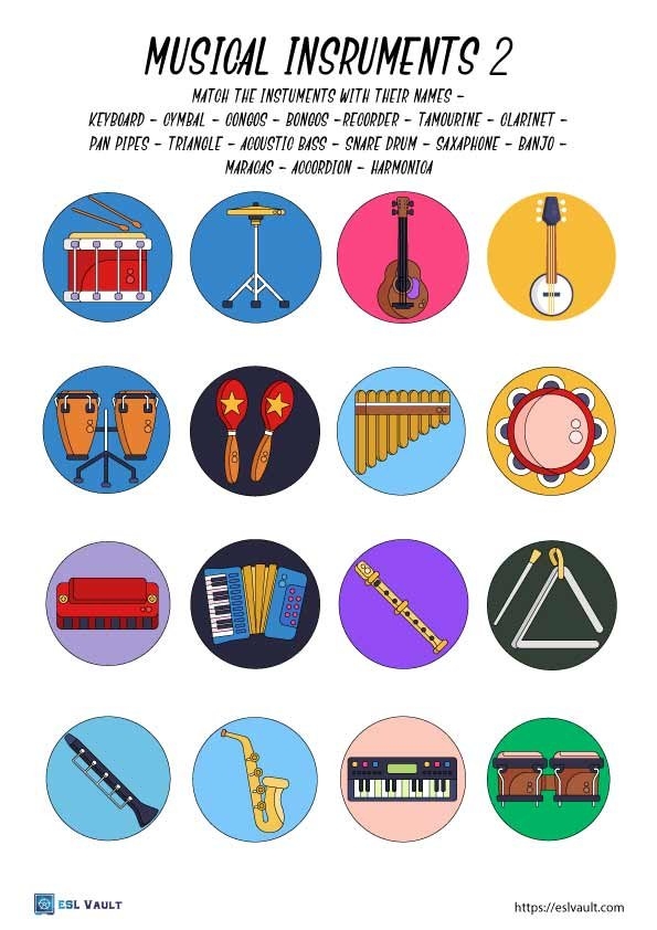 Music Vocabulary Worksheets ESL Vault