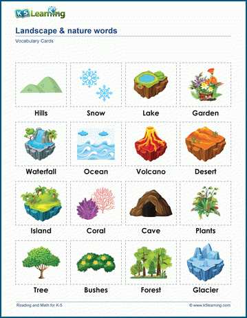 Nature Words Vocabulary Cards K5 Learning