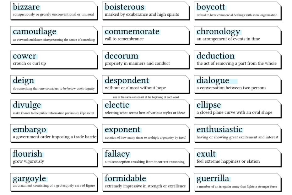 Ninth Grade Vocabulary Words